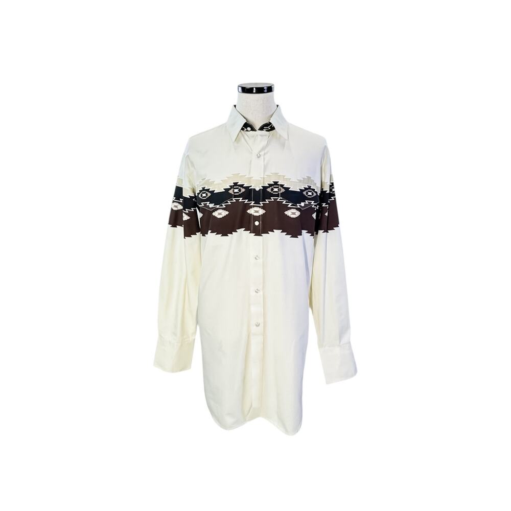 White Horse Southwestern Aztec Pearl Snap Shirt 100% Cotton Men’s XL